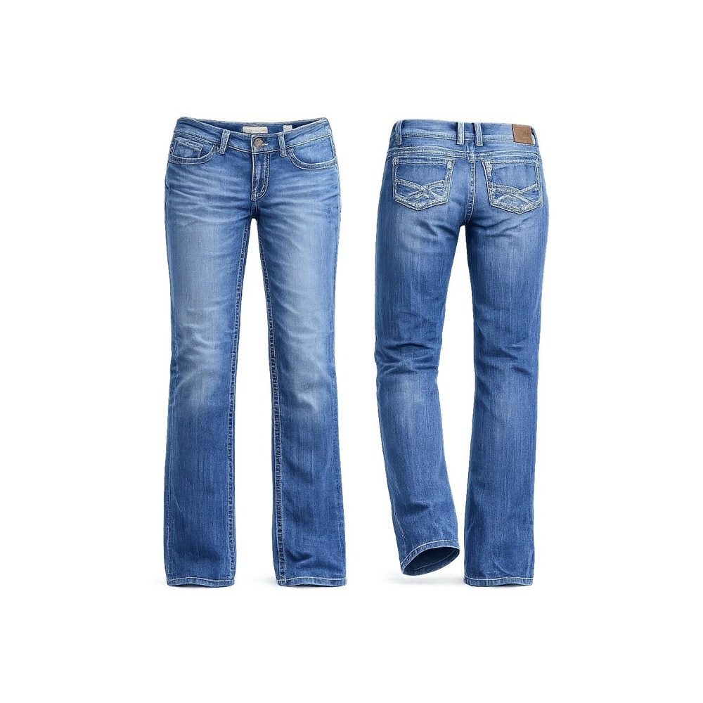 BKE  PAYTON BOOT STRETCH JEANS‎  32L BLUE THICK STITCH WHISKERING